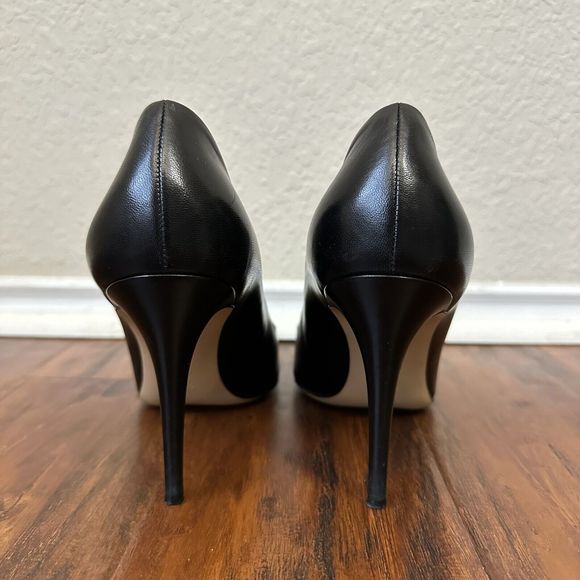 M. GEMI The Esatto 90mm Pointed Toe Pump Heels Black Leather - Picture 6 of 11